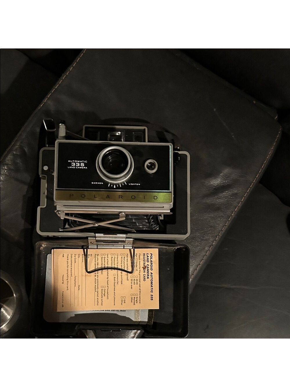 Polaroid 335 Land Camera - Black and Silver